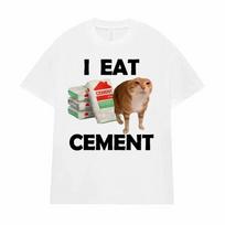 Funny Cat I Eat Cement Graphic T-shirt XXL