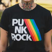Punk Rock Rainbow Shirt Colorful Music Graphic Black Tee Retro Punk T Shirt Alternative Streetwear Top Gift For Pride Festival Fans 2XL