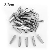 50Pcs Silver DIY Metal  Hairpin  Crocodile Clamp Alligator Hair Clips Duckbill Clip 3.2cm