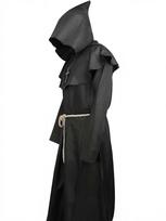 Unisex gobtuvas vienuolio chalatas septynių rankovių midi suknelė laisvo kirpimo paprastas Helovino Cosplay kunigo scenos kostiumas poliesterio suknelė S juoda
