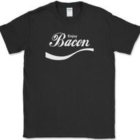 ENJOY BACON T-Shirt Funny Pork BBQ Grilling Meat Humor Text Tee L
