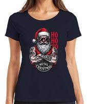 Metal Christmas Santa Metal Christmas Tattooed Biker Rock Unisexs Tshirt S