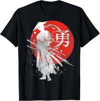 Japanese Samurai Warrior Retro Japan Calligraphy for Courage T-Shirt M