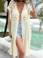 2026 new long cardigan crocheted cardigan swimsuit bikini sunscreen blouse beach blouse S