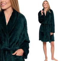 Warm Fleece Short Women's Bathrobe Without Hood Gift MORAJ Green S GREEN