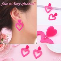 Valentine's Day Hollow Heart Shape Color Short Drop Earrings for Women Creative Design One Size