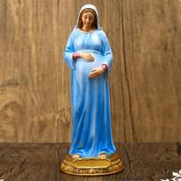 Marijos nėščiosios statulos papuošalai Katalikų religinis interjero dekoravimas Dervos amatai gray