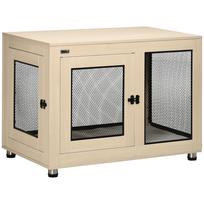 Dog Crate Dog Cage, Modern Design, Lockable, 2 Doors, 94 cm x 60 cm x 71.5 cm, Natural + Black 94 x 60 x 71.5 cm