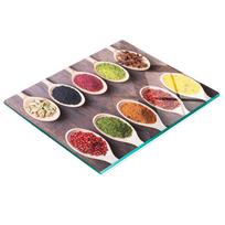 Decorative Glass Cutting and Serving Board Colorful Spices 60X52 Cm