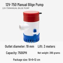 12V Smart Automatic Marine Bilge Pump, Low-Level Submersible for RVs & Yachts Manual Bilge Pump