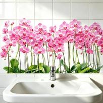 Fresh Floral Pattern Sink Area Background Wall Sticker Bathroom Wall Decoration Self-Adhesive Removable Waterproof Creative Stic A2