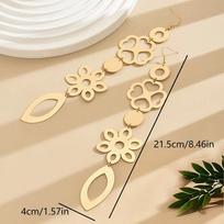 Exaggerated Extra Long Geometric Drop Earrings For Women Hollow Clover Pattern Pendant Earring Punk Jewelry Gift one size
