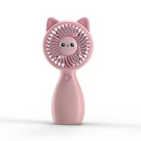 Animacinis rankinis mini ventiliatorius su USB įkrovimu vaikams ir studentams PinkCat gray