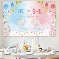 Gender Reveal Backdrop Baby Shower Banner Lovely Party Photography Background for 90cmx150cm