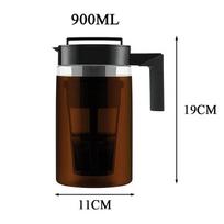 900 ml šalto virimo ledinės kavos virimo aparatas, sandarus, sandarus silikono rankenėlis Kavos virdulys neslystantis silikoninės rankenos kavos virdulys Naujas karštas P1 CHINA