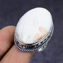 Scolecite brangakmenis rankų darbo 925 sterlingų sidabro dovanų papuošalas žiedas, dydis 7,5 D9q84