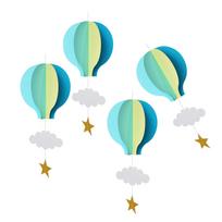 Hanging Ornament 3D Hot Air Balloon Paper Craft Pendant Set of 4 Birthday Party Decorations Wedding Atmospheres Creation
