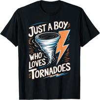 Just a Boy Who Loves Tornado Boys Storm Meteorologist T-Shirt S juoda