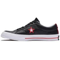 Converse One Star Low Leather Low-Top Canvas Shoes Unisex Black and Red 35