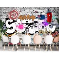 Spalvingas grafiti didelis sienos lipdukas Nuimami grafiti tapetai Miegamojo Svetainės Restorano Grafiti Tapetai Berniukams 200 cm(W) x 140 cm(H)