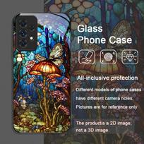 Spalvingas stiklo stiliaus miško grybų rašto grūdinto stiklo telefono dėklas, skirtas Samsung Galaxy A56 A55 A54 A53 A52 A36 A14 A51 Galaxy A14 4G