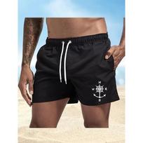 Men's compass printed swimming and surfing beach shorts S
