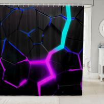 Blu-Ray Drum Kit Decorative Home Bathroom Shower Curtain Black Bathroom Decoration Hook Waterproof, 180X180Cm W60H190(CM)-1 Pcs