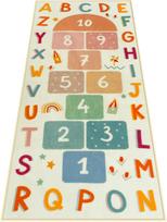 Washable Hopscotch Kids Rug Colorful ABC & Number Educational Play Mat Non-Slip Game Carpet for Playroom Bedroom & Nursery 40x120cm