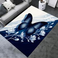 2025 New Blue Butterfly Carpet Rug for Living Room Bedroom Home Sofa Decoration,Kids play Non-slip Floor Mat 40x60cm( 15x23in )