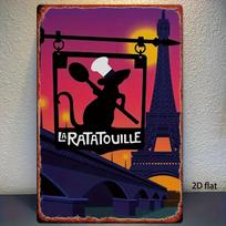 1pc Disney  Ratatouille  Paris Iron Wall Art - Chef Remy & Eiffel Tower 3D Metal Sign, 20.32x30.48 Cm Rustic Home Decor with Pre (as the picture,7.9x11.8In(20x30cm))