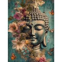 Buddhist Flower Buddha Portrait Canvas Wall Art Religious Inspirational Spiritual Poster Prints ForLiving Room Office Home Decor 21X30CMNo Framed