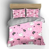 Adorable Ghost Cat Bedding Set  Exquisite three-piece bedding set gift for kids and adults 135x200cm