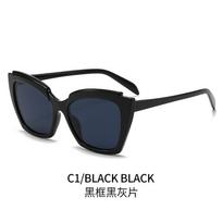 Vintage Cat-Eye Sunglasses Women UV400 Protection PC Frame Retro Stylish Streetwear Fashion Accessory Black Frame with Gray Lenses