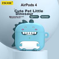 AirPods 4 Case, Noise-Cancelling Wireless Bluetooth Earphone Case, Silicone Non-Stick Dust-Proof Trendy Cartoon Dinosaur Design, Blue Color