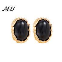 Boho Chic Fashion Earrings 1 Pair Vintage Oval Stud for Women, Retro Statement Elegant Resin Gemstone Earrings, Gold Frame Chunky Stone Jewelry Daily,