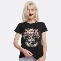 Cat With Flowers Art T-Shirt, Men's Women's Sizes (KIT-650112) S
