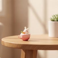 Pendant with Teacup Adorable Hare Bunny Charm for Girls, Teens, Daily Wear,