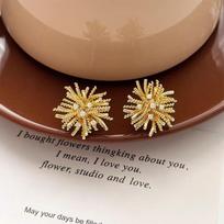 925 Silver Needle Korean Fashion Dandelion Flower Earrings For Women Jewelry Trending New Crystal Flowers Stud Earrings