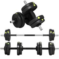 Adjustable Weight Barbell & Dumbbells Set Free Weights Strength Muscle Exercise Home Gym Training, Black and Green 95 x 20 x 20 cm