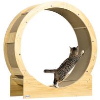 Cat Wheel with Brake, Scratching Pads - Oak Tone 91 x 33.5 x 94 cm