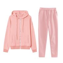 Women's Loose Fit Tracksuit Long Sleeve Zip Up Hoodie Drawstring Waist Long Pants Solid Color Two Piece Casual Winter Matching Outfit S