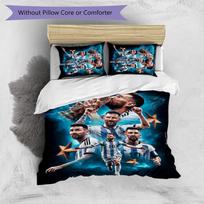 Lionel Messi Pattern Printed 3PCS Bedding Set Soft Skin-Friendly Washable Duvet Cover & Pillowcases Set All Season Bedroom 135cm*200cm