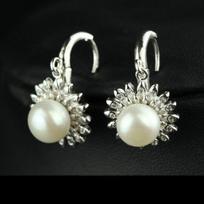 Natural Freshwater Pearls Earrings Drop 925 Sterling Silver Sunflower Elegant Princess Birthstone Woman Lady Jewelry Gift