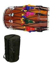 Bangar šokių būgnas su dėklu, Punjabi Bhangra Kacha Pakka Sheesham Wood, JAPS BIZ