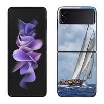 Burlaivio dėklas, skirtas Samsung Galaxy Z Flip 3 Flip 5 4 5G, Juodas kietas mobiliojo telefono dėklas Z Flip 5 prabangus PC korpusas Coque Samsung Z Flip 3 5G