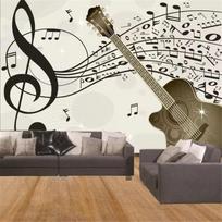 Tapetai 3D Freska Atmosfera Muzikos Natos Svetainės Foninė Sieninė Freska Svetainės Šokių Muzikos Kambario Freska 200 cm(W) x 140 cm(H) gray