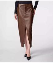 Stylish Brown Long Skirt Genuine Sheepskin Leather Skirt Handmade Casual Party S ruda