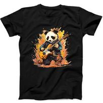 Mielas panda grojantis gitara Gyvūnas Juokinga Dovana Marškinėliai Juodi Marškinėliai 43 XL