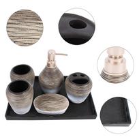 6pcs/set Luxurious Retro Ceramics Bathroom Accessory Soap Dispenser Toothbrush Cup Holder For Hotel, Hostel