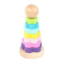 Wooden children's rainbow tower tumbler stacked high set of columns parent-child activity baby early education educational toys